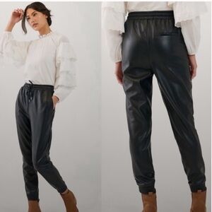 EUC Avec Les Filles Faux Leather Jogger Pants Black Size XS